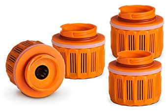 Grayl GeoPress Ersatzfilterpatrone | 4 Stück | für je 250L Wasser | Outdoor- & Reisewasserfilter | orange