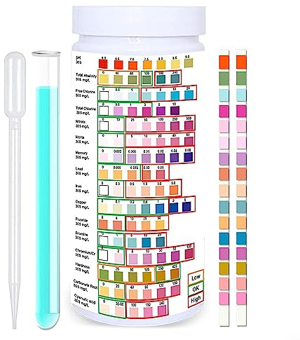 Kit di test dell'acqua potabile 16 in 1, kit di test dell'acqua domestica, set di test di qualità dell'acqua per acqua potabile, piscine (50 pezzi)