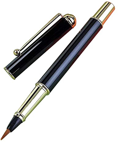 YANGLY Pincel De Caligrafía China Clip De Pluma De Metal Amortiguador De Tinta Lleno De Pistón Recargable Apto para Principiantes Niños Adultos Caligrafía
