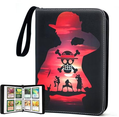 400 Pockets Trading Card Binder for One Piece Cards,Portable Waterproof Card Storage Bag with Removable Sleeves for Anime, Game and TCG Cards