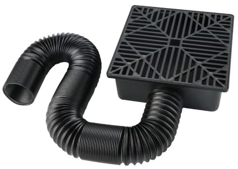 Catch Basin Drain Kit - Catch Basin with Square Gully Grate, Flexible Pipe and Drain Connector, Gutter Downspout Extensions for Rain Drainage in Garden Yard Lawn Road