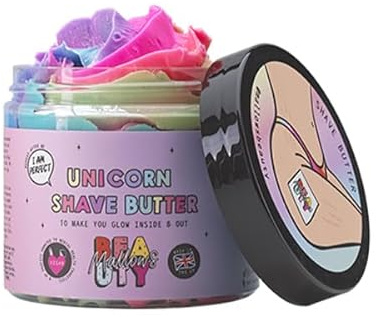 Mallows Beauty Unicorn Shave Butter – Luxuriously Rich, Nourishing Balm with Shea Butter & Grapeseed Oil to Soothe Razor Rash, Ingrown Hairs & Deliver Silky‑Smooth Skin