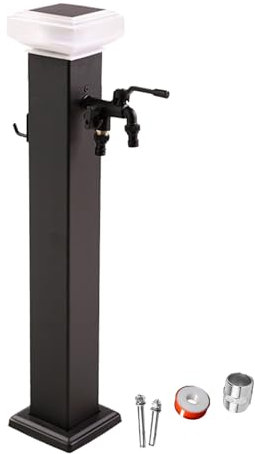 LXRHLIKG Fontana da Giardino Esterno con Luce Solare, Colonna d'Acqua Verticale Antigelo in Acciaio Inossidabile 304 con Design a Gancio(60cm/24in)