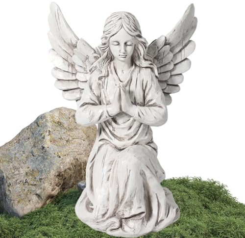 Gartenengel Statue, Gartenengel Statue, Terrasse Rasen Harz Engelsfigur, religiöse Dekostatue, nordeuropäische Engelsdekoration für Zuhause, drinnen und draußen