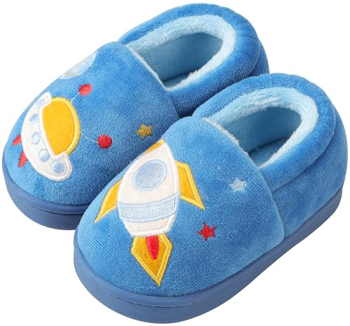 OWIF Toddler Slippers Boys Girls Little Kids House Slipper Cute Warm Soft Indoor Bedroom Shoes with Non-slip Sole