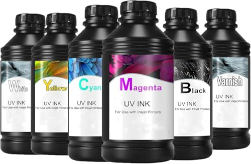A3/A4 UV-skrivarbläck, UV-bläck, cmykwv, färg, set med 6 flaskor, 500 ml per flaska