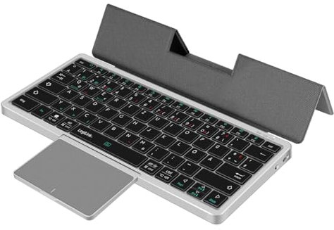 LogiLink ID0214 - Kabellose Multi-Device-Tastatur, BT 5.1, mit Trackpad und abnehmbarem Cover