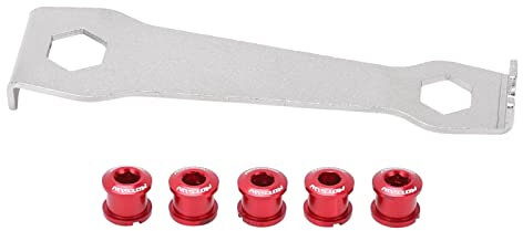 Baxnore Einzelne Kettenblattschrauben, verschleißfeste kleine Kettenblattmuttern aus Aluminiumlegierung, leichte Fahrradkurbelgarnitur-Scheibennägel für Fahrradzubehör (Rot)