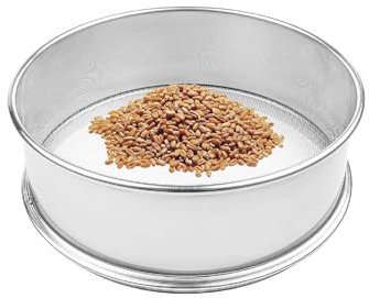 Laborsieb aus Edelstahl – 40 cm feinmaschiges Sieb zum Backen, Mehltest und Gebäck – rundes Sieb für präzise Filtration und Backbedarf