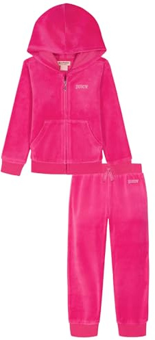 Juicy Couture Baby Girls 2-Piece Velour Set, Sweatshirt with Jogger Pant, Bright Pink, 12 Months