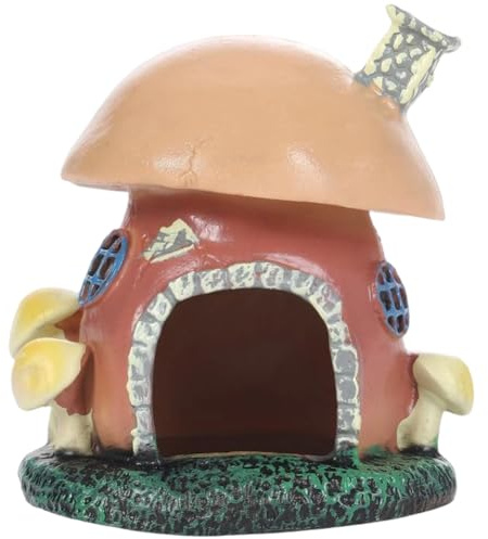 GORGECRAFT Fish Tank Mushroom House PVC Aquarium Betta Hideout Spawning Caves Landscape Decoration Cottage Ornament Accessories for Shrimp Goldfish Reptiles Turtle Gecko Lizard Bearded Dragon