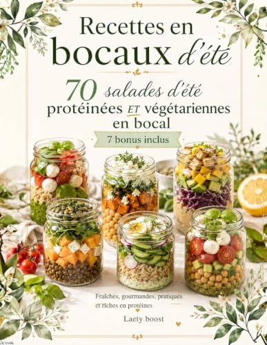 Recettes en bocaux d'été: 70 salades d’été protéinées et végétariennes en bocal.: Recettes fraîches, gourmandes et faciles à préparer + 7 bonus meal prep pour des repas sains, rassasiants et pratiques