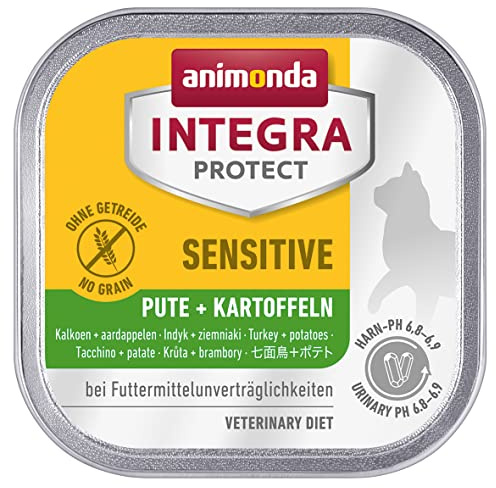 INTEGRA Protect i skål, våtfoder för vuxna katter som kosttillskottsfoder för känslig kalkon + potatis 100 g
