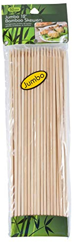 Jacent Jumbo Wood Bamboo 12 Skewers: Kebob, Grill, Appetizer Sticks: 50 Skewers