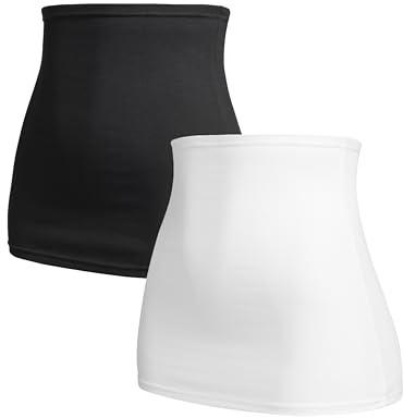 Herzmutter Cinturón Barriga - Banda Vientre - 2 Partes - Banda Abdominal de Apoyo - Faja premamá Embarazo - 6300 (Negro/Blanco, S)