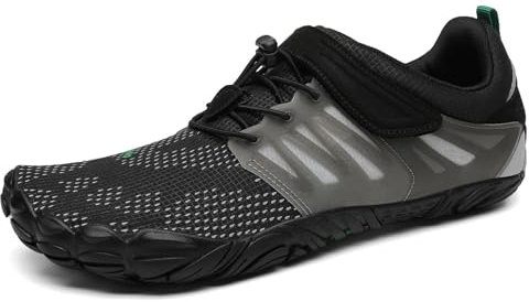 SAGUARO Barefoot Shoes Uomo Donna Scarpe Barefoot Minimaliste Scarpe a Piedi Nudi Antiscivolo Scarpe Trail Running Leggere Scarpe Dita Spazio Esterno Nero,Gr.42
