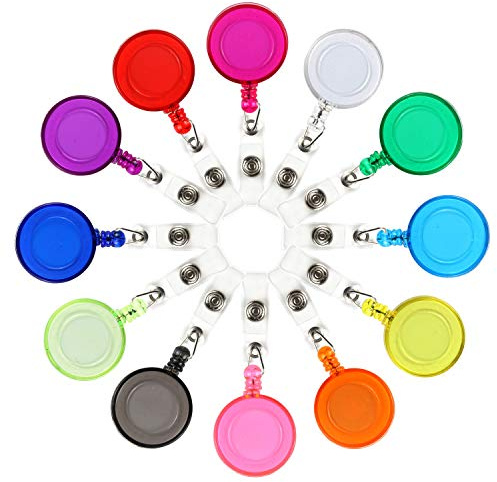 JANYUN 50 Pcs Retractable Badge Reel Clips Holder for Hanging ID Card Name