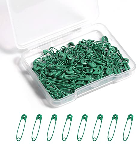 120pcs Colored Safety Pins, 19mm Nickel Plated Stainless Steel Small Safety Pins Bulk for Clothing DIY Arts Crafts Jewelry Making Dark Green for Christmas