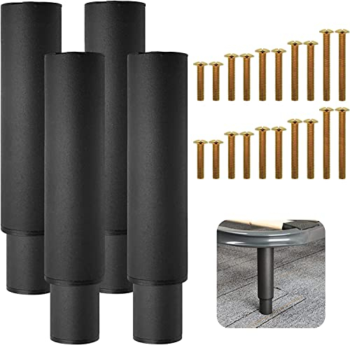 Verstellbare Beine, Metall-Möbel-Stützbeine, einziehbar, strapazierfähig, Bett-Mittelrahmen, Lattenstützbein, geeignet für Schrank, Sofa, Bettgestell, Ersatzteile 17,8 cm – 33 cm (schwarz-4 Stück)