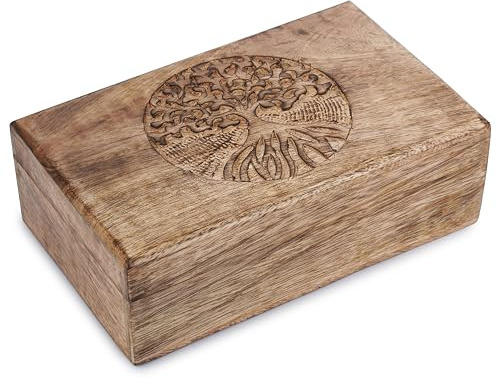 Ajuny Scatola Portagioie Decorativa Fatta A Mano In Legno Con Intagli A Forma Di Albero Centrale Multiuso Portaoggetti Da Viaggio Portaoggetti Scatole Regalo 8x5 Pollici