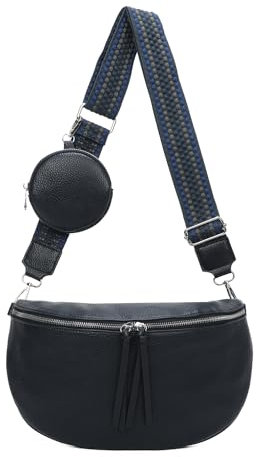 XL Damen Tasche Crossbody Gürteltasche Messenger-Tasche Hüfttasche Bauchtasche Umhängetasche Cross-Over Bodybag Schultertasche Handytasche Leder Optik Dunkelblau
