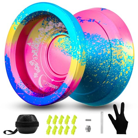 WATIEOBOO yoyo R8 Responsive Yoyo for Beginners, Professional Unresponsive Yo yo for Adults Pro Metal Trick Yoyos with Yo-Yo Bearing Kit 10 Strings, Case & Gloves