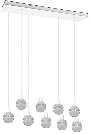 Trio Leuchten Pendelleuchte Mela 313100931, Metall Weiß matt, Glas weiß/klar, exkl. 9x E14
