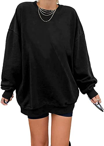 Felpa Los Angeles da donna - Pullover oversize a maniche lunghe - Girocollo - Basic - Senza cappuccio - Per adolescenti e ragazze - Vintage, Nero , XXL
