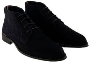 Tommy Hilfiger Botas de Caña Baja Hombre Suede con Cordones, Azul (Desert Sky), 42 EU