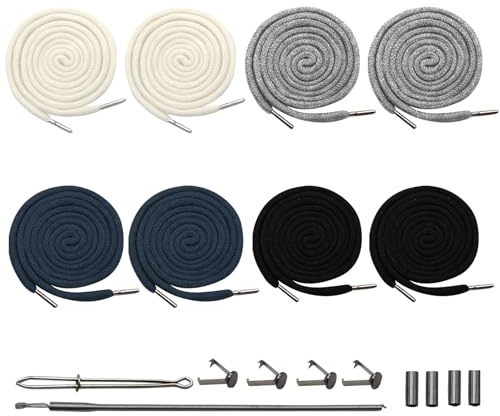 SHENSAIGO 8 stycken snöre för joggingbyxor, universellt 130 cm snörband, ersättningssnörändar med 2 snören och 4 metallstängningar, bomullsdragsko för huvtröjor sportbyxor tröjor jackor