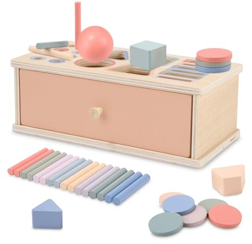 Vuxava Jouet Montessori en Bois, Boîte de Tri des Formes et Jeux Sensoriels, 10-36 Mois, Cadeau Éducatif