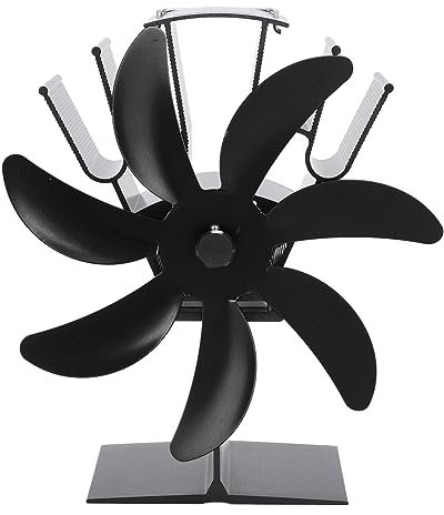 NUMNBE Ventilatore da forno senza corrente, 18 cm, silenzioso, efficiente da energia termica, distribuzione silenziosa, aria calda per camino, stufa a legna (nero)