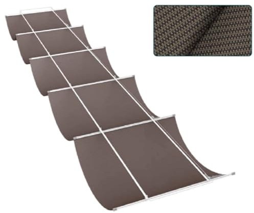 Toldo en forma de U retráctil y ondulado, resistente a los rayos UV, color marrón (1,6 x 8 m), parasol para exteriores, jardín, patio y piscina, diseño elegante de ondas