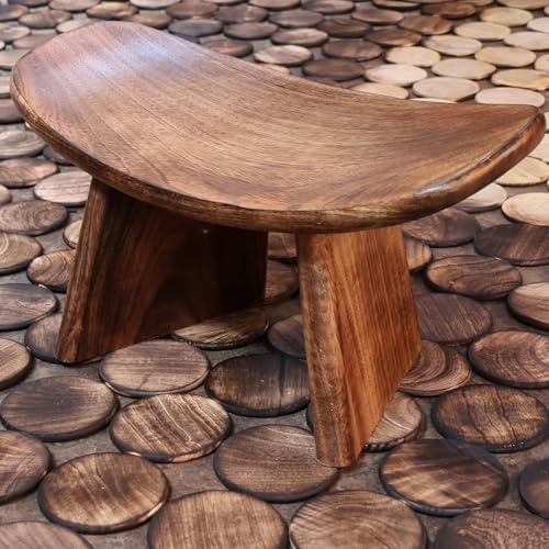 Uvz Crafts Handmade Wooden Meditation Stool & Bench Curve – Foldable Ergonomic Kneeling Meditation Seat, Curved Design for Comfort, 18cm Wooden Meditation Bench, Yoga & Floor Sitting