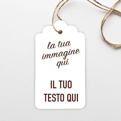 Mr Pubblicità - n. 60 Tag - Bigliettini Bomboniera Personalizzati con Stampa inclusa – Cartellini -Etichette - tag per bomboniere personalizzabili - Segnaposto (Personalizzato)