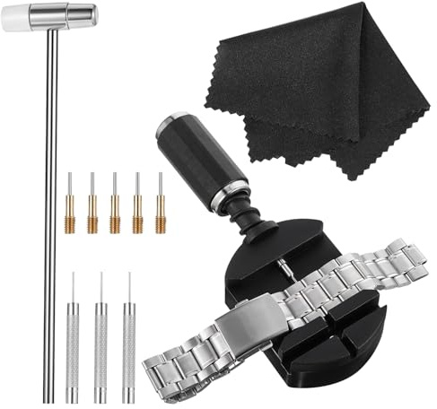 LIQWEI 11 stycken klockarmband reparationsverktyg, borttagare för klockarmband anslutningsstift anpassa klockarmband verktyg klocka förminska verktyg med klockregulatorer klockpennor hammare