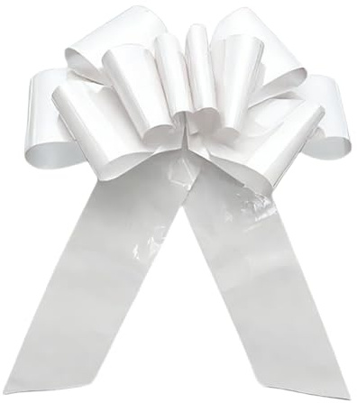 76 cm Nœud Géant pour Voiture, Grand Nœud Cadeau Blanc avec Ventouses et Ruban Adhésif Double Face, Ruban de Décoration Voiture Mariage, Nœud pour Vélo et Appareils Electroménagers, 18e Anniversaire