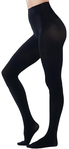 HeyUU Ladies Collants semi-opaques colorés 80 DEN Collants de soutien en microfibre(Noir,L-XL)