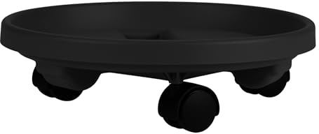 Bloem Soporte redondo para plantas con bandeja de platillo con ruedas (CAD1200), negro, 12 pulgadas