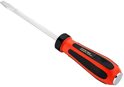 Jetech Striking Cap Go-Through Slotted Screwdriver, S2 Steel Flathead with Magnetic Tip, Ergonomic Soft Grip TPR Handle, 0.24 x 4.92 inches