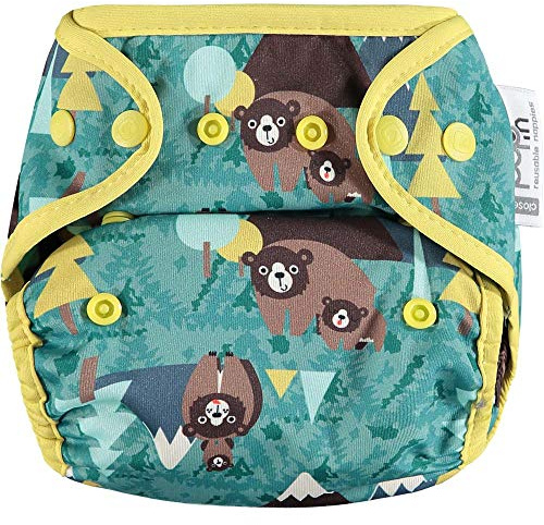 Close Pop-In Pañal de Tela Bambú Reutilizable talla Única Adaptable hasta 16kg corchetes, Bear