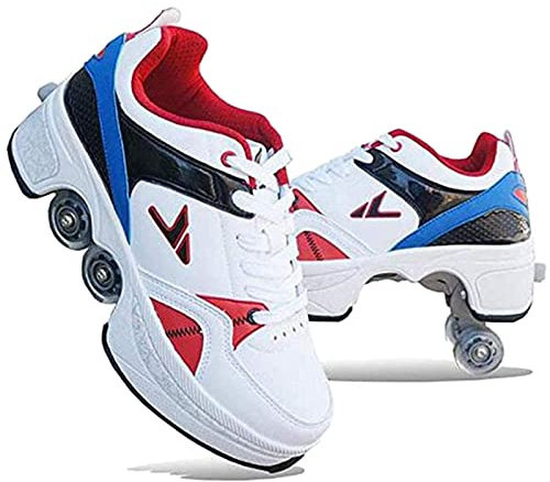 SXZHSM Deformation Roller Shoes Scarpe da Skate per Donna Uomo, Ragazzi Bambini Scarpe con Ruote Roller Sneakers Scarpe, per Regalo per Principianti Unisex,Blue-EU34