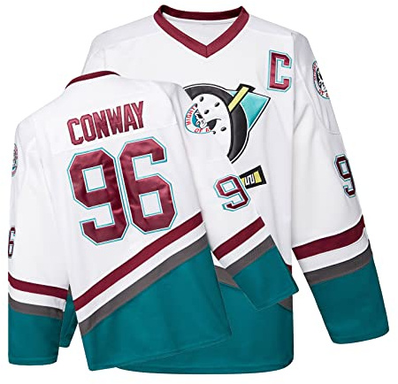 Mighty Ducks-tröja, film, ishockeytröja, S-XXL Charlie Conway #96 Adam Banks #99, 90S hiphop-kläder för fest, #96 Vit, XL