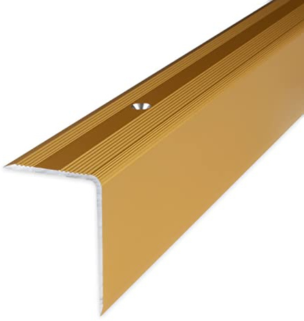 PROVISTON | Trappkant | Aluminium | Guld -färgad | Bredd 30 mm | Höjd 42 mm | Längd 1000 mm | Borrade | Trappkantprofil | Trappvinkel | Vinkelprofil | Kombinera vinkel | 1 del