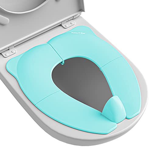 Maliton Reisetöpfchensitz für Kinder 1-8 Jahren,Portabler Toilettensitz klappbare Toilettentrainer mit Anti-Rutsch Polster,Spritzschutz (mintgrün)