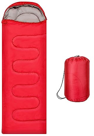 Youyijia Sleeping Bags for Adults Kids Backpacking Lightweight Waterproof Single Warm Sleeping Bag with Compression Sack Rectangular Envelope Sleeping Bag for 3 Seasons Hiking Camping (Red)