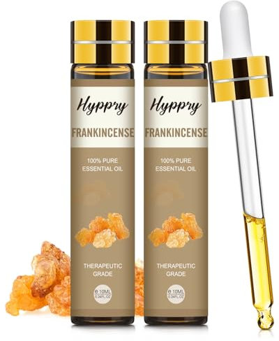 Hyppry 2 x 10ml Frankincense Essential Oil, 100% Pure Natural Frankincense Resin Oil for Skin, Diffuser, Aromatherapy, Relaxation, Sleep, Soap & Candle Making