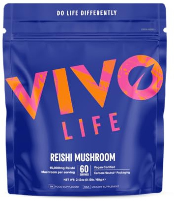 Vivo Life - Reishi Mushroom Extract (15:1 Extract) - High Potency, Immune System Boost, Antioxidant, Vegan (60g, 60 Servings)