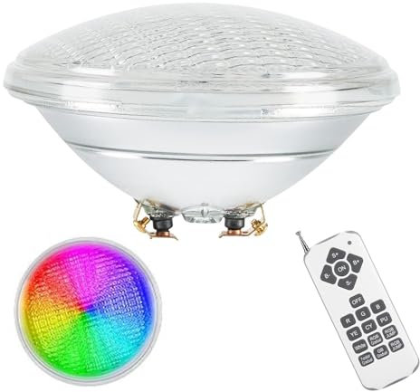 MOERGO Dränkbar LED-lampa - undervattensbelysning, PAR56 12 V poollampor, med fjärrstyrda LED-undervattenslampor, IP68 vattentäta infällda spotlights, för ihålig pool (färg: Rgbw + fjärrkontroll