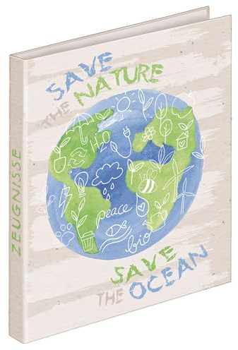 VELOFLEX 4144612 - Zeugnisordner Nature, DIN A4, mit 4-Ring-Mechanik, aus recyclebarem Karton, Ringordner, Zeugnismappe